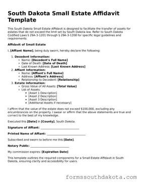 Official  Small Estate Affidavit Form for South Dakota
