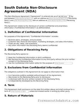 Official  Non-disclosure Agreement Form for South Dakota