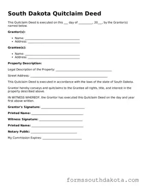 Official  Quitclaim Deed Form for South Dakota