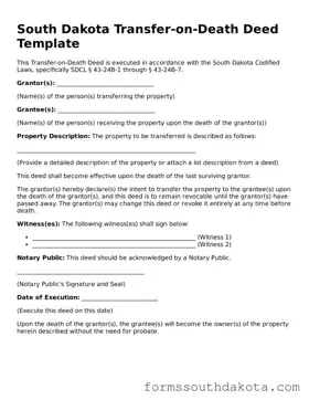 Official  Transfer-on-Death Deed Form for South Dakota